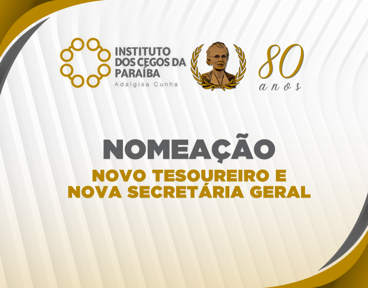 Card com a logo comemorativa dos 80 anos do ICPAC e com o texto: Nomeação: NOVO TESOUREIRO E  NOVA SECRETÁRIA GERAL 